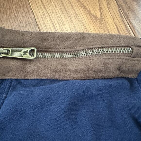 LRL Ralph Lauren Equestrian Women's Medium Shirt Long Sleeve Top Navy‎ Suede 3X - Picture 2 of 9